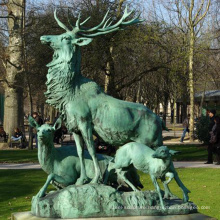bronze factory metal life size large brass deer statue for garden